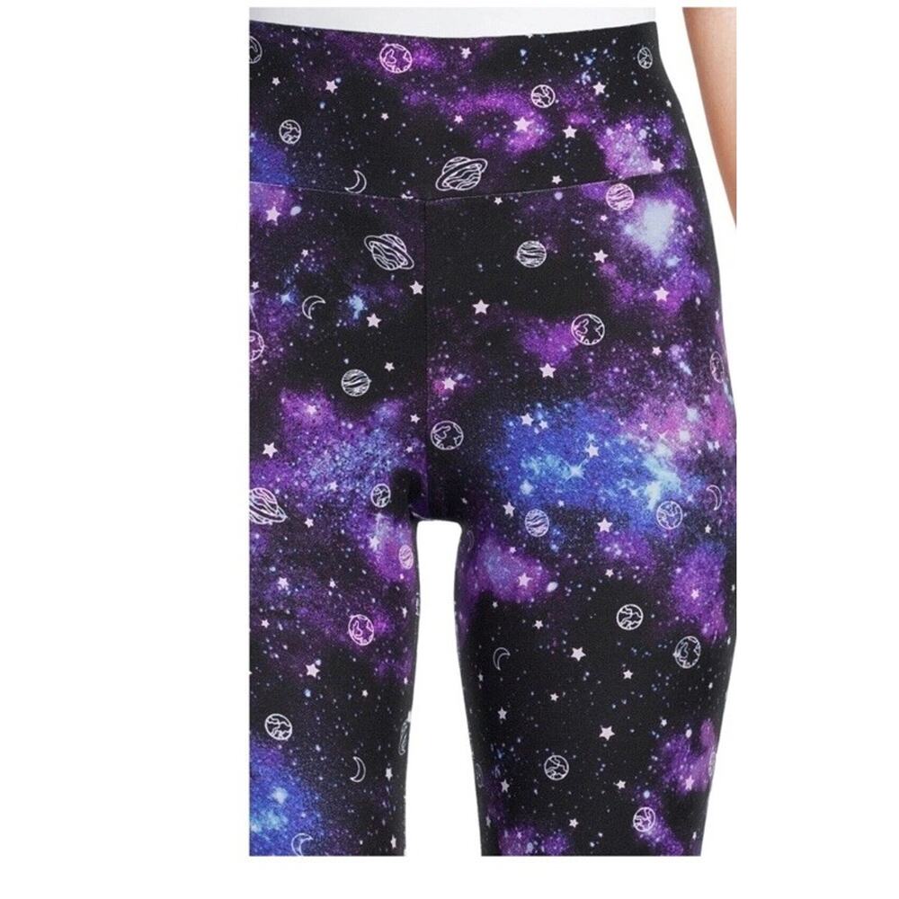 NOBO Purple Legging, Celestial Astrology Star Moon Ankle Sueded, High Rise, XXL